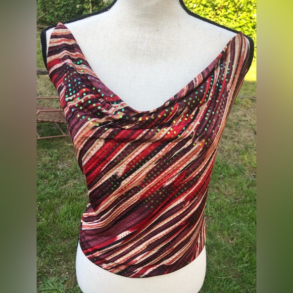 Vintage Y2K Sequin Abstract Striped Sleeveless Top - Picture 12 of 15